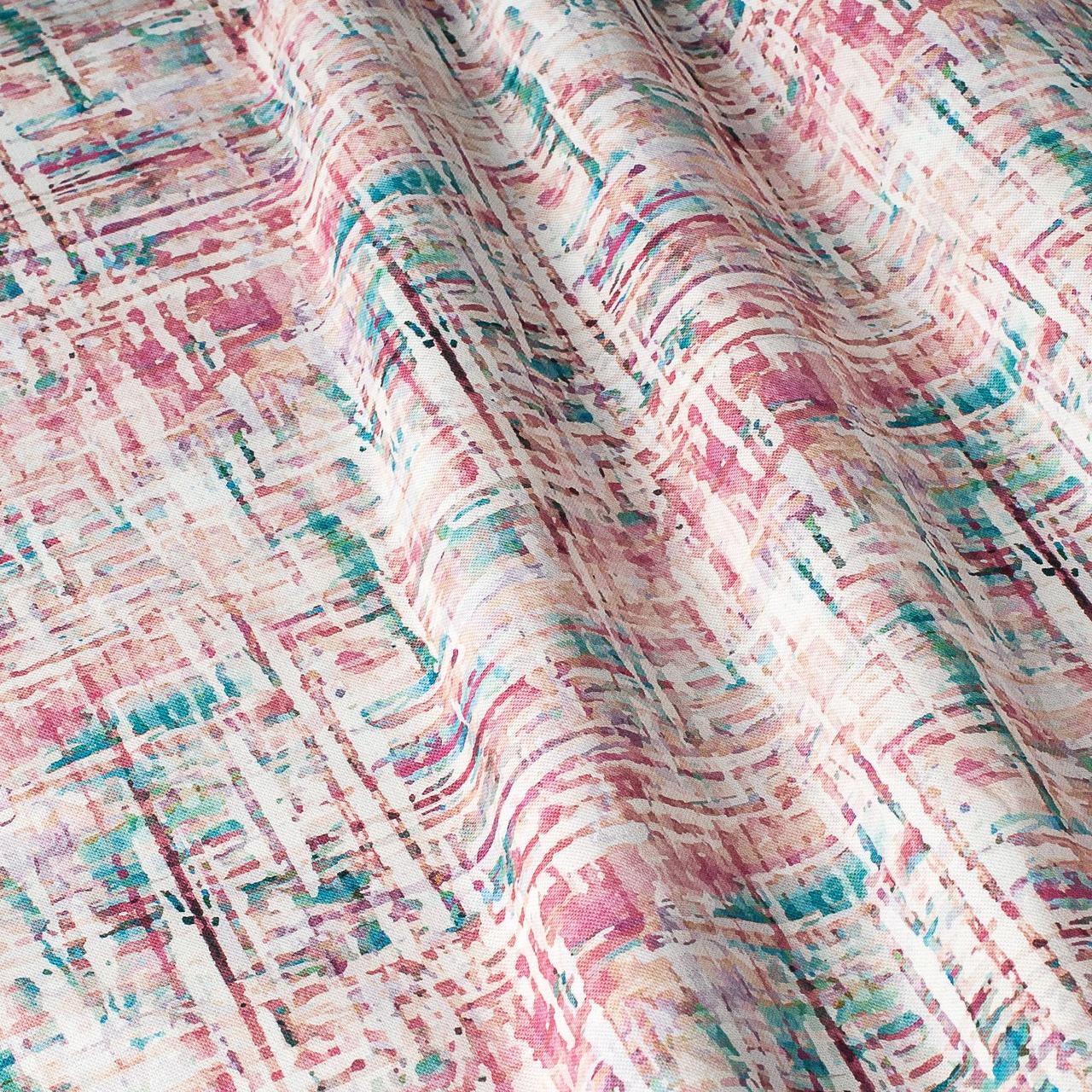 Декоративні тканини рожеві та блакитні смуги на білому тлі Іспанія 87880v7, фото 1