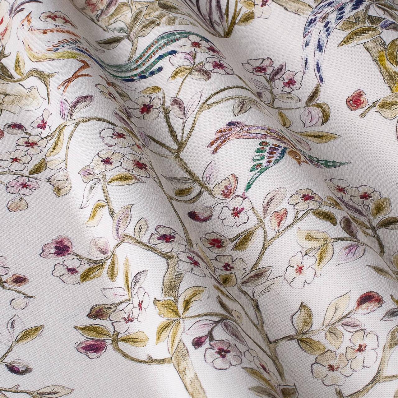 Декоративні тканини салат квітковий візерунок на бежевому фоні Іспанія 84661v2, фото 1