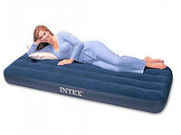 Одноместный надувной матрас для сна и отдыха Intex 64756 с велюровым покрытием 76х191х25 см + ручной наcоc + 1