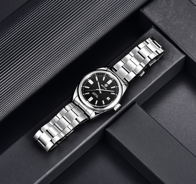 Мужские наручные часы механические круглые гарантия 12 месяцев Benyar Automatic 10 BAR