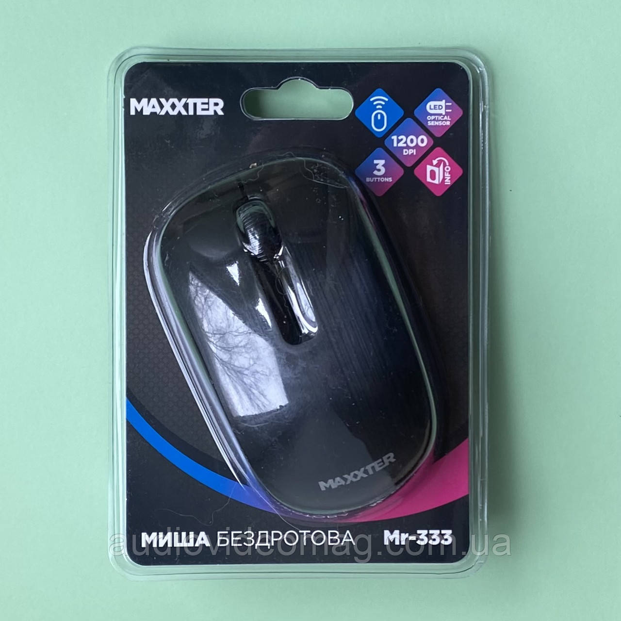 Беспроводная компьютерная мышь Maxxter Mr-333 black, черная, фото 1
