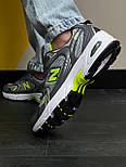 Чоловічі кросівки New Balance 530 весна-осінь з сіткою сірі з зеленим. Живе фото. топ, фото 9
