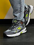 Чоловічі кросівки New Balance 530 весна-осінь з сіткою сірі з зеленим. Живе фото. топ, фото 6