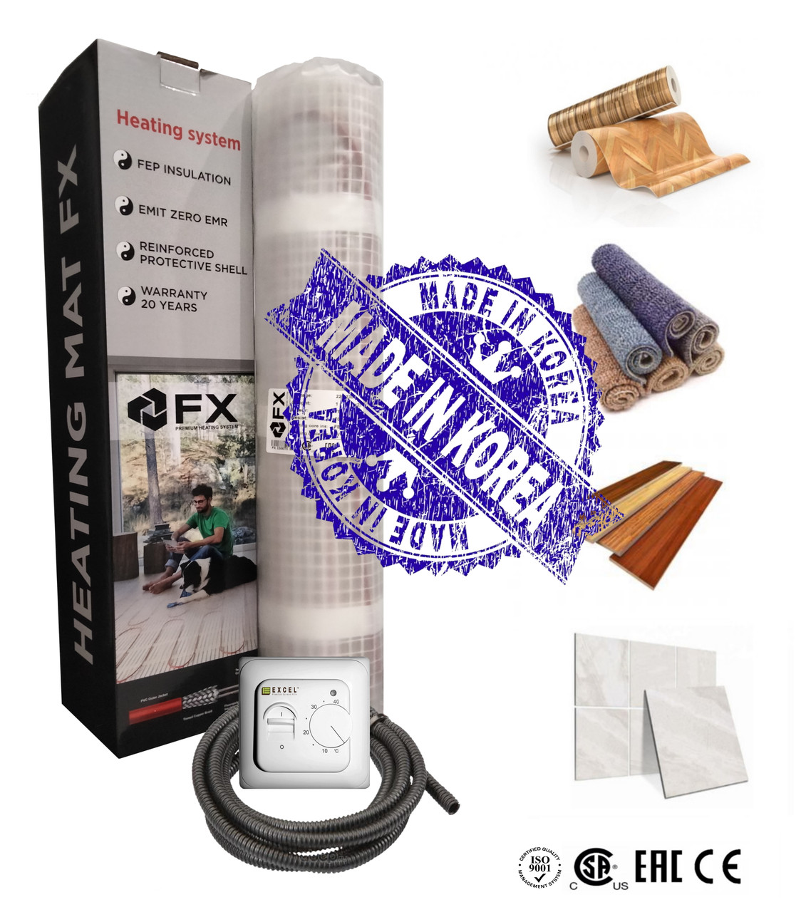 Тепла під плитку електричний FELIX FXMAT 4м2 (8мп) 600 ват Корея нагрівальний мат ультратонкий, фото 1