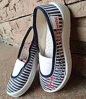 Мокасини WALDI смугасті з якорем на резинці