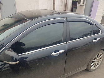 Дефлектори вікон для Honda Accord (2002-2007) з хром молдингом