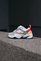 Кросівки дитячі Nike M2K шкіряні білі із сірим зручними якісними повсякденними осінню весна