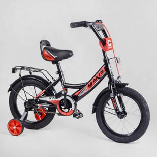 Двоколісний велосипед Corso MAXIS-14710 діаметр коліс 14", обладнаний страхувальними колесами, ручне гальмо