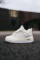 Кросівки дитячі Nike Jordan 4 Off-White шкіряні бежеві на хлопчика та дівчинку стильні зручні осінь весна