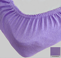 Простирадло чохол на матрац велике натяжне простирадло, простирадло на гумці 200х220 махрове щільна Бузковий