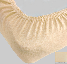 Простирадло на гумці 200 220 махра щільне, велике натяжне простирадло на матрац Кремовий