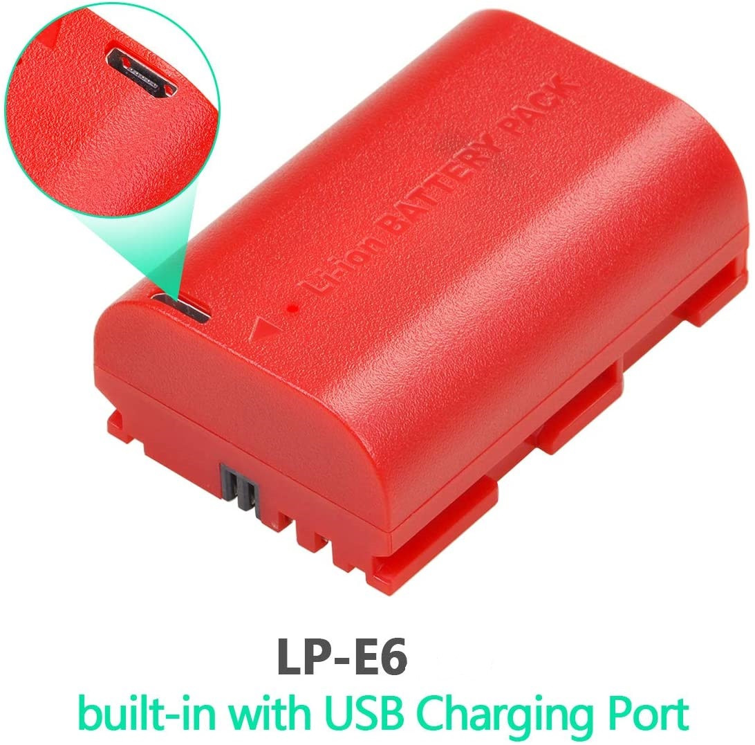Акумулятор для камер CANON 60D 70D 80D 6D 7D 5D Mark II - LP-E6H (аналог LP-E6, LP-E6N) - з USB роз'ємом