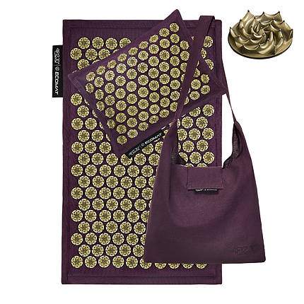 Коврик акупунктурный с подушкой 4FIZJO Eco Mat Аппликатор Кузнецова 68 x 42 см 4FJ0250 Wine Red/Gold, фото 2