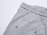 Чоловічі спортивні трикотажні сірі шорти з якорями, фото 6