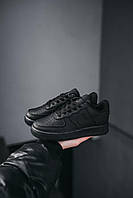 Кроссовки детские Nike Air Force 1 Black кожаные черные на мальчика и девочку стильные удобные осень весна 27