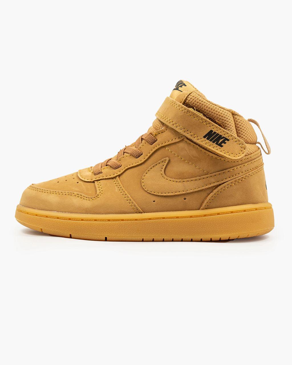 Кросівки дитячі Nike Court Borough Mid замша коричневі на хлопчика та дівчинку стильні зручні осінь весна