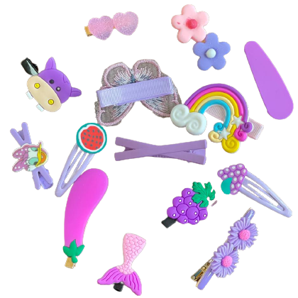 Набір дитячих заколок фіолетовий метелик 14 штук