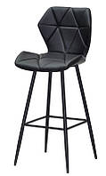 Барный стул Torino Bar 75 ML кожзам черный на черных металлических ножках, в скандинавском стиле