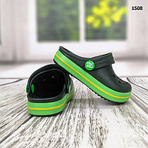 Крокси сабо дитячі для хлопчика хакі з салатовим Progress р-р 24-35, фото 2