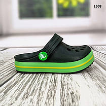 Крокси сабо дитячі для хлопчика хакі з салатовим Progress р-р 24-35, фото 3