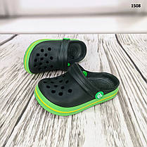 Крокси сабо дитячі для хлопчика хакі з салатовим Progress р-р 24-35, фото 5