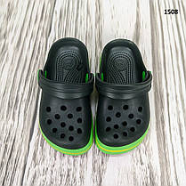 Крокси сабо дитячі для хлопчика хакі з салатовим Progress р-р 24-35, фото 4