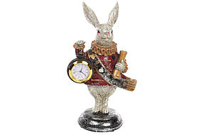 Декоративна фігура Білий Кролик з годинником, полістоун 11*8.5*21 бордо (419-119)