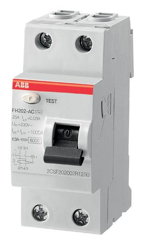 Дифреле (УЗО) ABB FH202 2п 63А 30 мА АС, фото 1