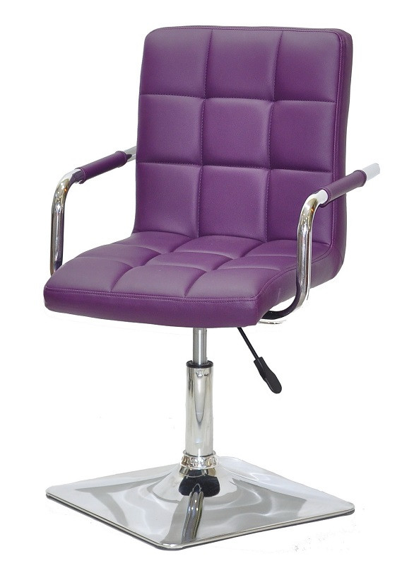 Крісло Augusto-Arm 4-CH-BASE фіолетовий 1031 шкірозамінників із підлокітниками, на квадратній хромованій опорі, фото 1