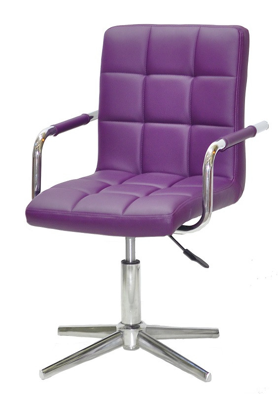 Крісло Augusto-Arm Modern Base фіолетовий з підлокітниками, на хромованій хрестовині, регулювання висоти