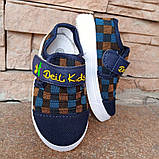 Мокасини дитячі Deili Kids на липучці, шахівниця, фото 2