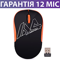 Безпровідна мишка A4Tech G3-300N чорно-помаранчева, працює на будь-яких поверхнях, миша для ПК и ноутбука