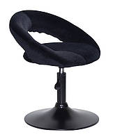 Стілець Holy (Холі) BK — Base чорний B-1011 велюр (бархіт) на чорній опорі млинця, фото 2