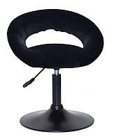 Стілець Holy (Холі) BK — Base чорний B-1011 велюр (бархіт) на чорній опорі млинця, фото 3