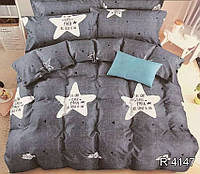 Подростковый Комплект постельного белья из ренфорса серого цвета Звезды Двуспальный