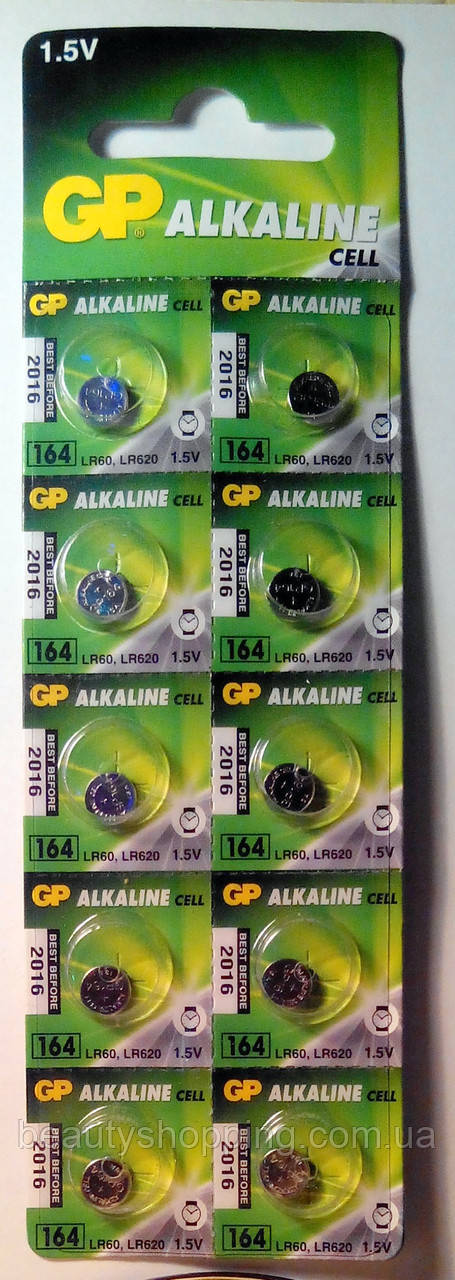 Батарейки GP Alkaline 164 1.5 v LR60, LR620 «таблетка»