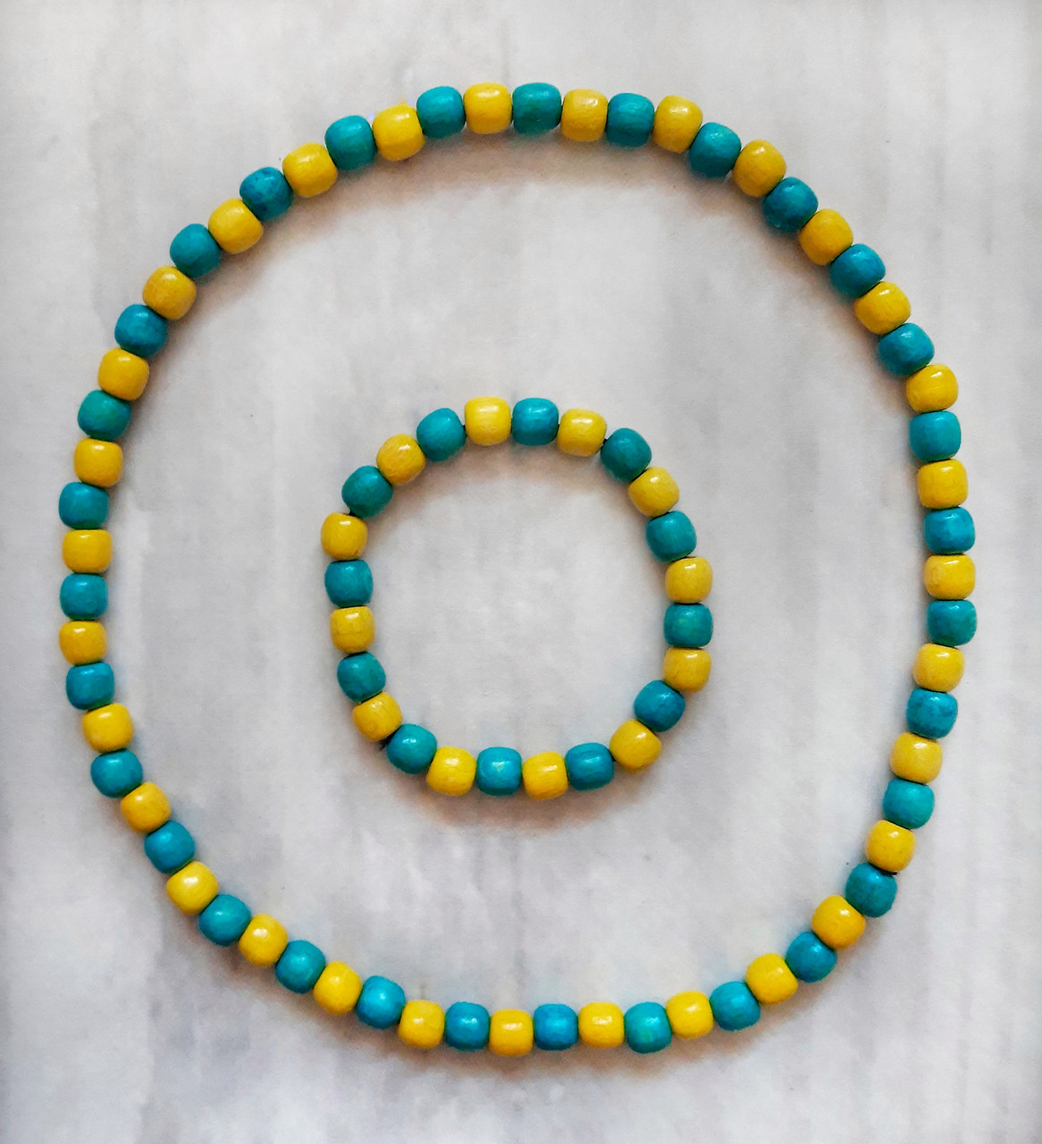 Набір намисто та браслет Горобина жовто-блакитний, фото 1