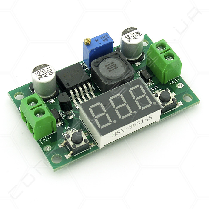 Конвертер знижуючий DC-DC LM2596 з вбудованим вольтометром зелений