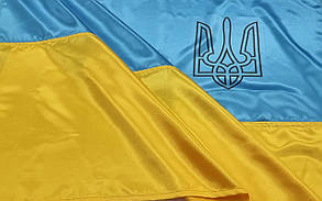 Прапор Украини атласний з Тризубом, 90х140см, фото 2