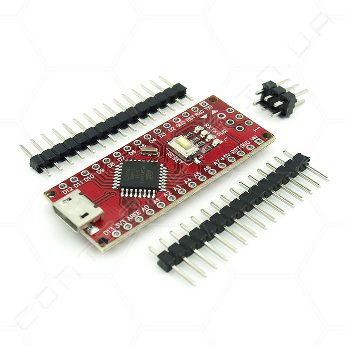 Мікроконтролер Arduino Nno 3.0 ATMega168 MicroUSB ніжки не розтягнуті червона