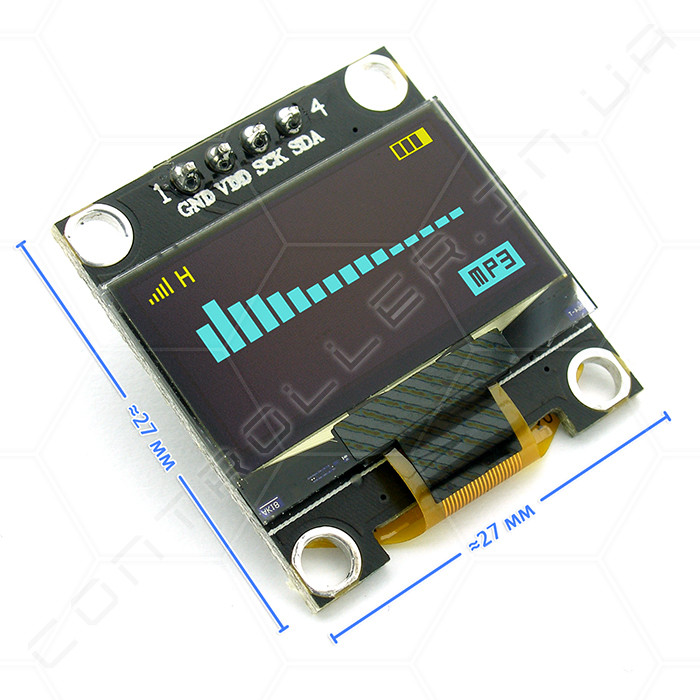 Додаток дисплій OLED NEW 0.96 I2C 128x64 (сіне жовтий)