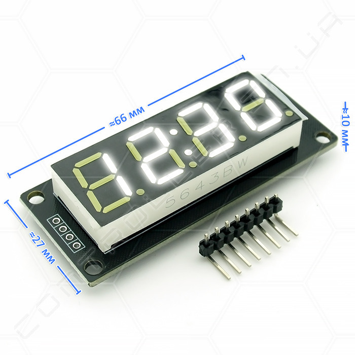 Модуль дисплей TM1637 із чотирьох семисегментних індикаторів, синій