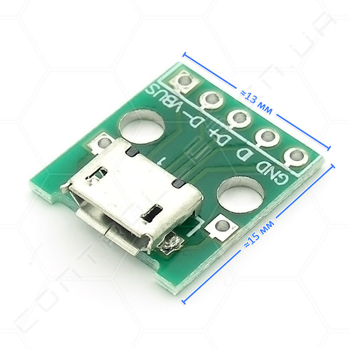 Плата переходів з роз'їздом micro USB мама, 5 коннекторів
