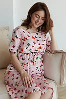 Розовое нежное платье для беременных и кормящих с секретом кормления свободного кроя летнее, 5182604-Р
