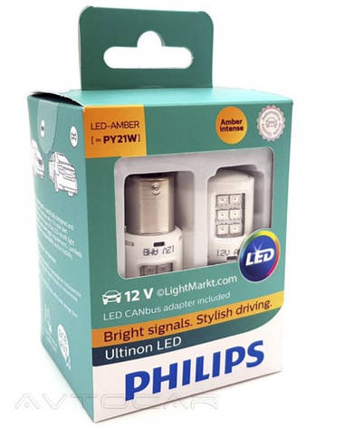 Лампи світлодіодні 12V PY21W 21W PHILIPS LED+ smart Canbus (4 шт.) 11498 ULAX2, фото 2