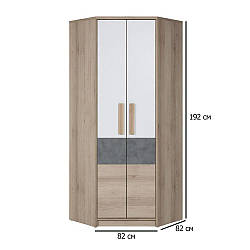 Кутова шафа для підлітка Сокме Айго 82х192х82 см бук пісочний з фасадами білий і пельтро