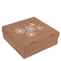 Коробка для капкейків б/в "Сніжинка" 260х260х90 (на 9 шт), гофракартон, бура