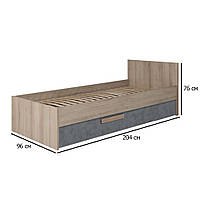 Ліжко для підлітка з ламелями Сокме Айго 90х200 см бук пісочний з фасадами білий і пельтро