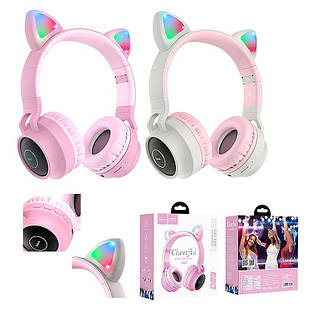 Бездротові навушники з котячими вушками Hoco W27 Cat ear Pink