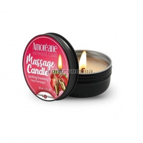 Масажна свічка Полуниця в шампанському Amoreane Sparkling Strawberry, 30 мл